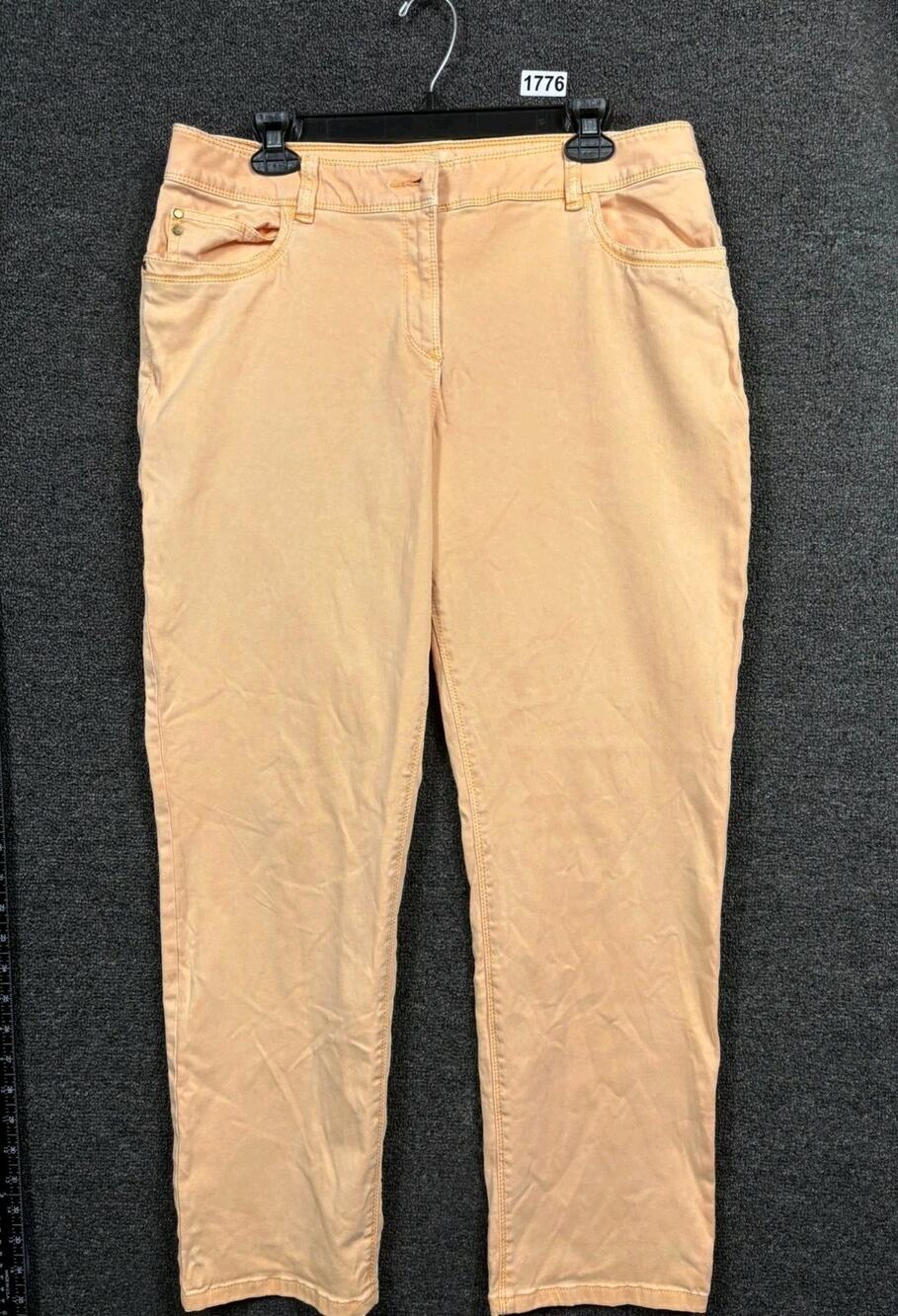 Chico's Denim Straight Ankle Jeans Womens Size 2 US 12 Peach Mid Rise Stretch